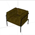 Modern Brown Leather Leisure Chair With Black Metal Frame And Armrest Design