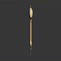 Golden Weapon Scepter With Circular Top Green Arrow Symbol And Ornate Bottom Design