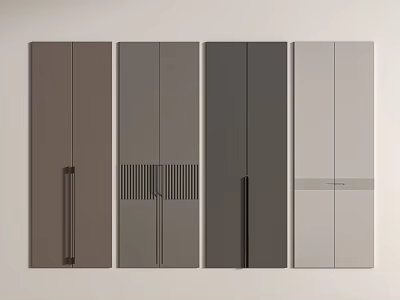 Modern Kitchen Cabinet Doors With Four Color Choices And Distinct Handle Designs 3d model