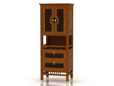 Wooden Bathroom Cabinet With Double Doors Drawers And Storage Space Classic Design 3d model
