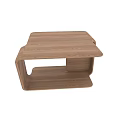 Modern Wooden Side Table With Unique Base Design And Open Shelf Structure