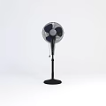 Modern Technology Exhibition Hall Featuring Pedestal Fan With Black Base And Silver Blades