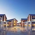 Vibrant Commercial Street With Traditional Modern Architecture Central Fountain Pedestrians And Shops