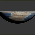 Woven Tableware Bowl With Blue Orange White Geometric Patterns And Spiral Design