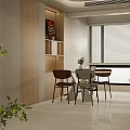 Modern Restaurant Interior Design With Wooden Decor Dining Table Chairs And Green Plants