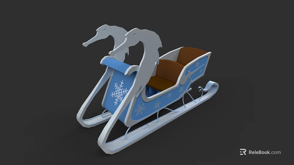 Blue Modern Car With White Accents Brown Seats And Snowflake Details 3d model 