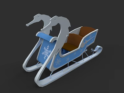 Blue Modern Car With White Accents Brown Seats And Snowflake Details 3d model