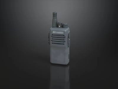 Gray Portable Handheld Walkie Talkie With Antenna And Communication Buttons 3d model