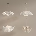 Modern White Chandeliers with Petal Shaped and Pleated Designs in Various Styles
