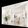 Modern Minimalist Clothing Store With Mannequins Green Plant And Decorative Lights