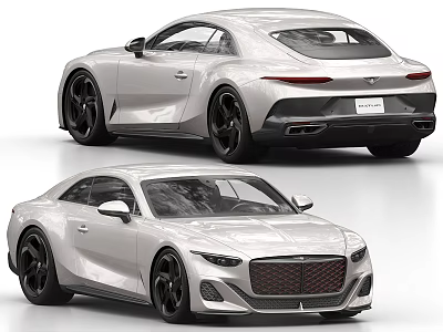 White Modern Coupe Car With Sleek Body Black Wheels And Front Grille Design 3d model
