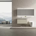 Sleek Modern Bathroom Vanity Cabinet With Mirror Sink And Toilet In Bright Space