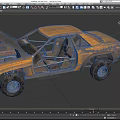 Rusty Off Road Car With Open Hood And Doors And Large Tires