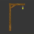 Wooden Bracket With Hanging Lantern For Outdoor Decor And Lighting Fixture