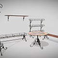 Garden Ornaments With Wrought Iron Plant Stands Wall Mounted Shelves Round Table And Bench