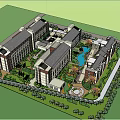 Modern Campus Building Complex Design With Connected Structures Green Spaces And Courtyards 3d model