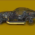 Transparent Car Internal Structure Detailed View With Engine Chassis And Seats