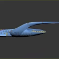 Futuristic Blue And Purple Aircraft With Wing Shaped Structure Solar Panel And Golden Accents