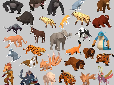 Vibrant Reptile Characters Collection With Lizards Snakes And Turtles In Colorful Design 3d model