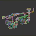 Industrial Equipment Blue Pumps With White Connecting Pipes And Valves