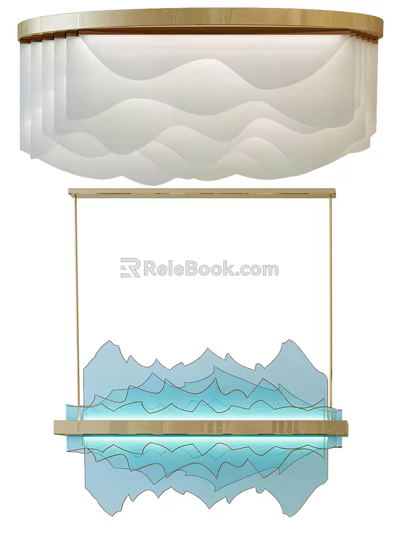 New Chinese Lamps Combination Simple Mountain Cloud Style Chandelier 3d model