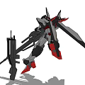 Detailed Mecha Robot Model With Large Sword And Red Accent Armor 3d model