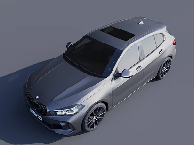 Silver Gray BMW Hatchback With Black Roof Black Wheels Sleek Body And Sporty Design 3d model