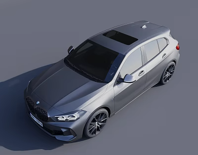 Silver Gray BMW Hatchback With Black Roof Black Wheels Sleek Body And Sporty Design 3d model