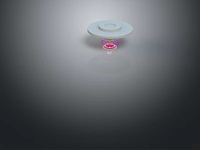 White Circular Disc With Pink Base On Gray Background And Reflective Surface 3d model