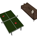 Indoor Table Tennis Table With Table Tennis Rackets And Sofa In Living Room