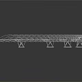 Cartoon Scene Of Modern White Curved Bridge Structure With Reflection On Dark Surface