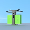 Green Double Compartment Household Trash Bin With Roof Like Top Design