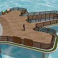 Road Infrastructure Featuring Wooden Walkway Railings And Waterfront Green Space