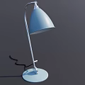 Modern Light Blue Table Lamp with White Pole Curved Arm and Round Base
