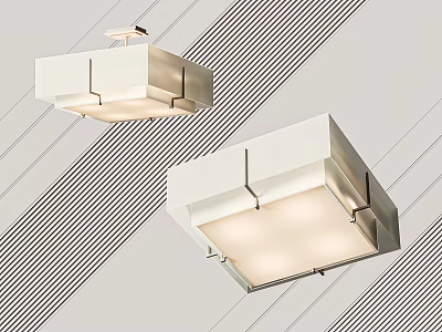 Modern Minimalist Ceiling Pendant Light With Sleek Metal Frame And White Shade 3d model