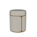 Modern Light Gray Pleated Ottoman With Gold Metal Frame And Upholstered Design