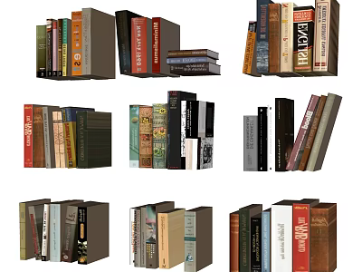 Colorful Books And Magazines Hardcover Paperback Collection On Stacked Shelf 3d model