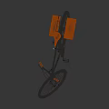 Green Bicycle with Brown Handlebar and Seat and Blue Brown Rear Bag