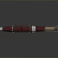 Modern Military Weapon Red and White Tubular Design With Metallic Propulsion Components
