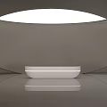 Modern Reception Desk With Sleek White Surface Curved Backdrop And Overhead Lighting 3d model