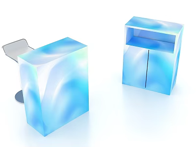 Modern Blue Gradient Furniture Set With Cabinet And Chair Design 3d model