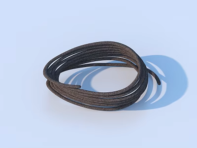 Brown Cotton Rope Coiled Neatly On Light Blue Background For Daily Use 3d model