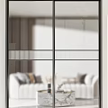 Modern Hinged Doors With Wooden Frames And Glass Panel Interior Designs 3d model