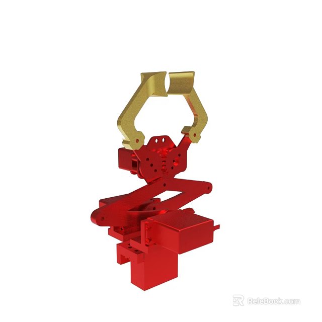 Red And Gold Mechanical Arm Device With Clamp Structure And Industrial Design 3d model 