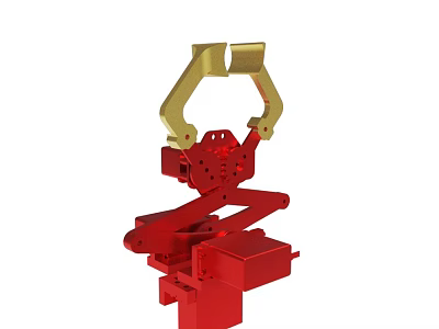 Red And Gold Mechanical Arm Device With Clamp Structure And Industrial Design 3d model