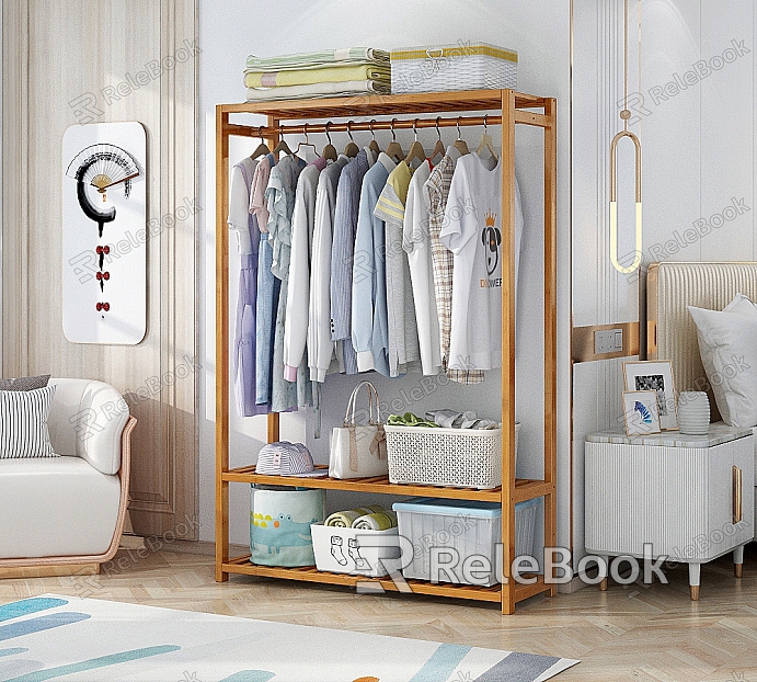 Clothes Hanger Clothes Storage Box Bedroom Bed Nightstand Chandelier Wall Lamp Sofa Bag Wardrobe Modern model