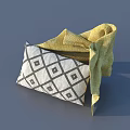 Soft White Throw Pillow with Black Diamond Pattern and Yellow Blanket for Home Decor