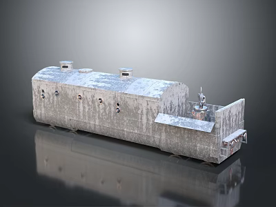 Vintage Metallic Train Carriage 3D Rendered With Small Windows Top Vents And Weathered Surface 3d model