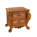 Classic Wooden Nightstand With Two Drawers And Ornate Carved Design Details