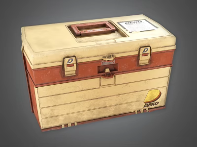DEKO Hardware Toolbox With Sturdy Brown Beige Design And Portable Handle For Storage 3d model